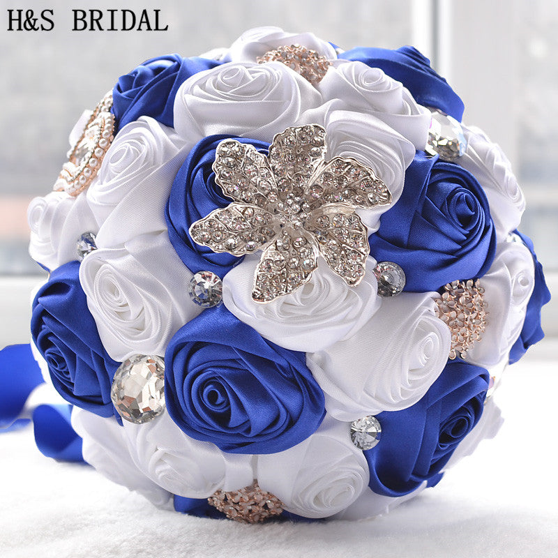 Elegant Rose Flower Bouquet with Crystals & Pearls