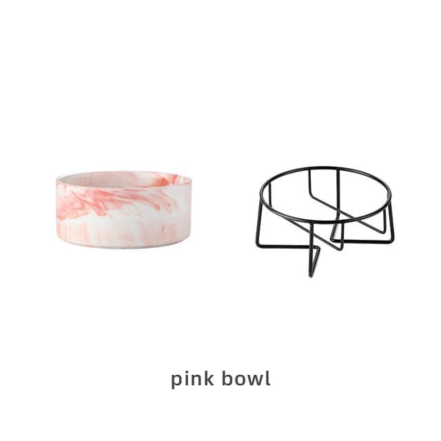 Pet Ceramic Marble Bowl With Raised Stand