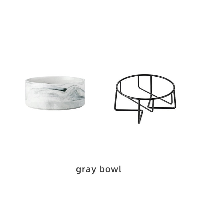 Pet Ceramic Marble Bowl With Raised Stand