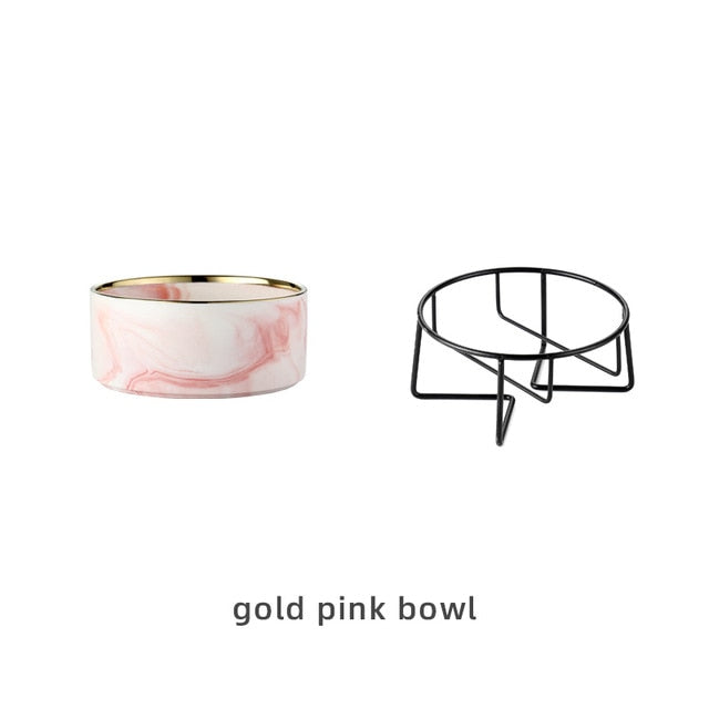 Pet Ceramic Marble Bowl With Raised Stand