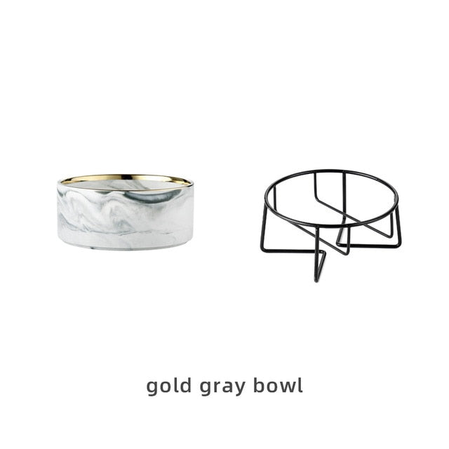 Pet Ceramic Marble Bowl With Raised Stand