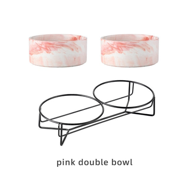 Pet Ceramic Marble Bowl With Raised Stand
