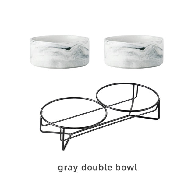 Pet Ceramic Marble Bowl With Raised Stand