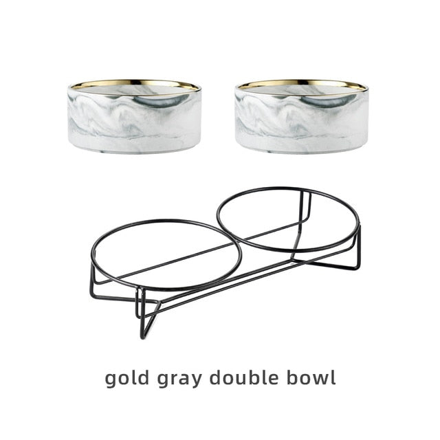 Pet Ceramic Marble Bowl With Raised Stand