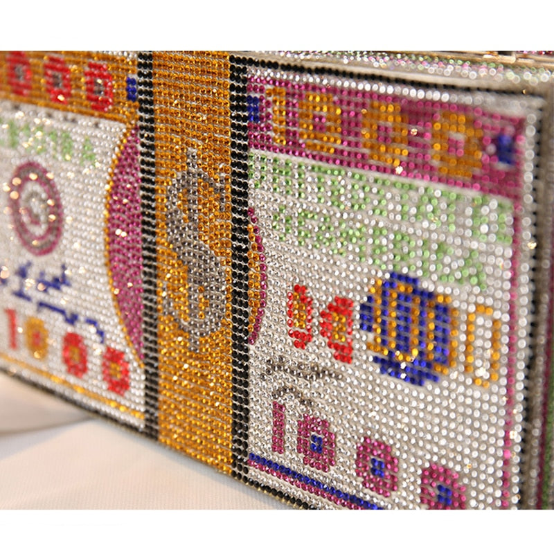 Crystal US Money Cash Stack Clutch