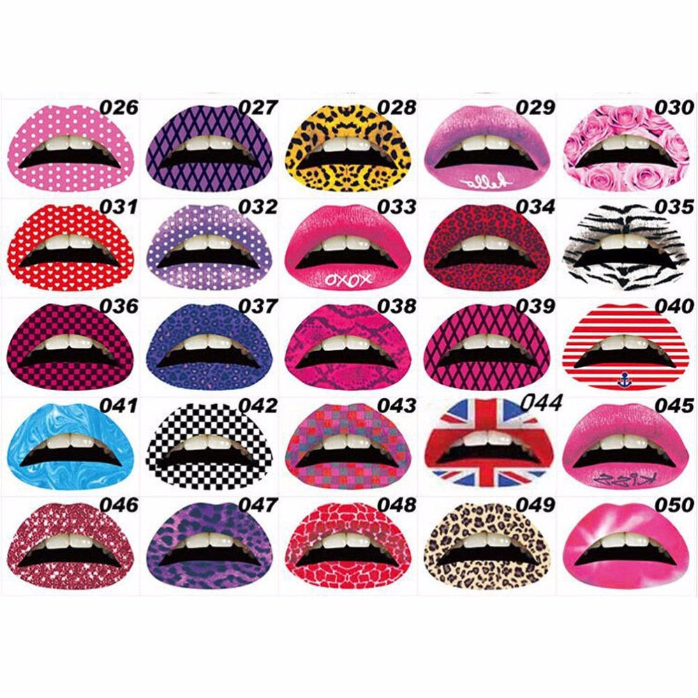 3Pc Colorful Makeup Temporary Lips Tattoo Sticker