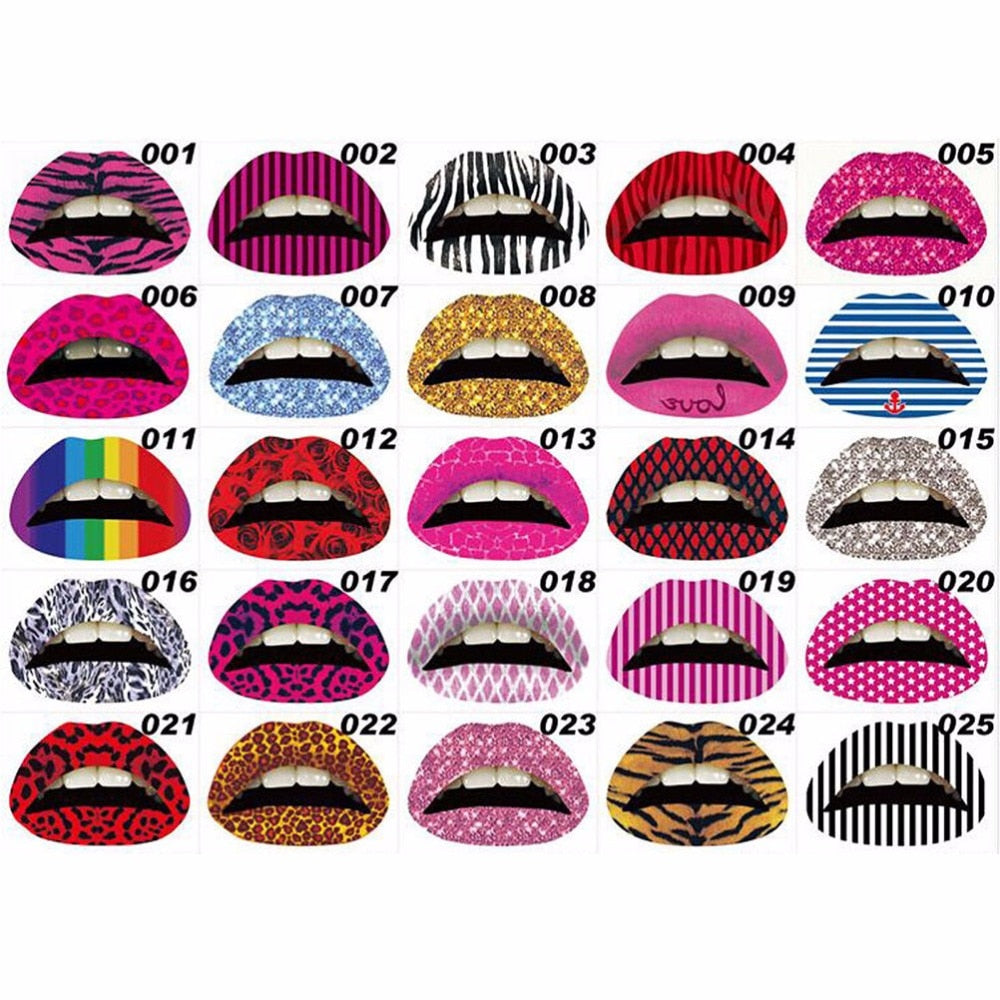 3Pc Colorful Makeup Temporary Lips Tattoo Sticker
