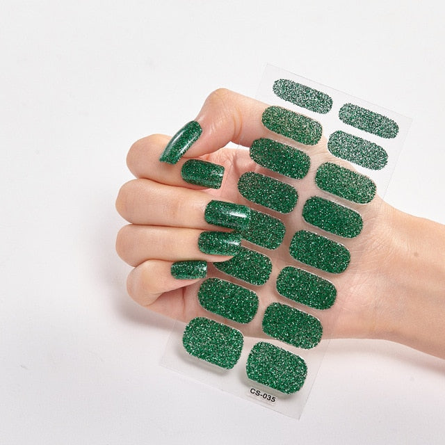 Solid Color Glitter Nail Sticker Strips