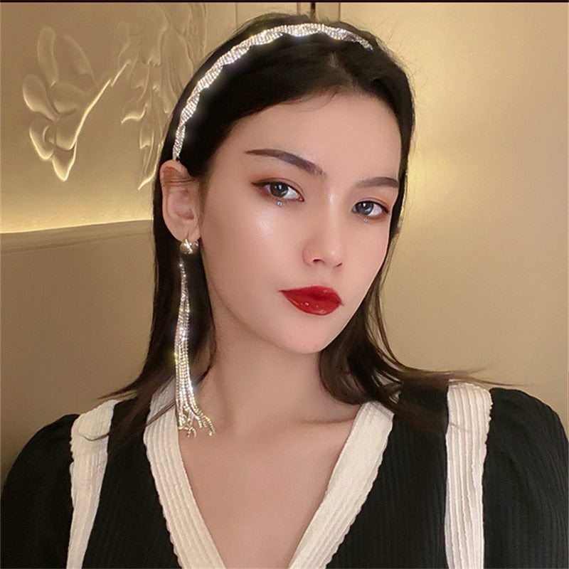 Long Tassel Rhinestone Headband