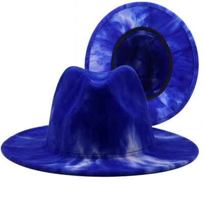 Watercolor Tie Dye Wide Brim Fedora Hat