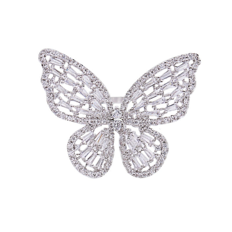 Crystal Butterfly Adjustable Bracelet & Rings