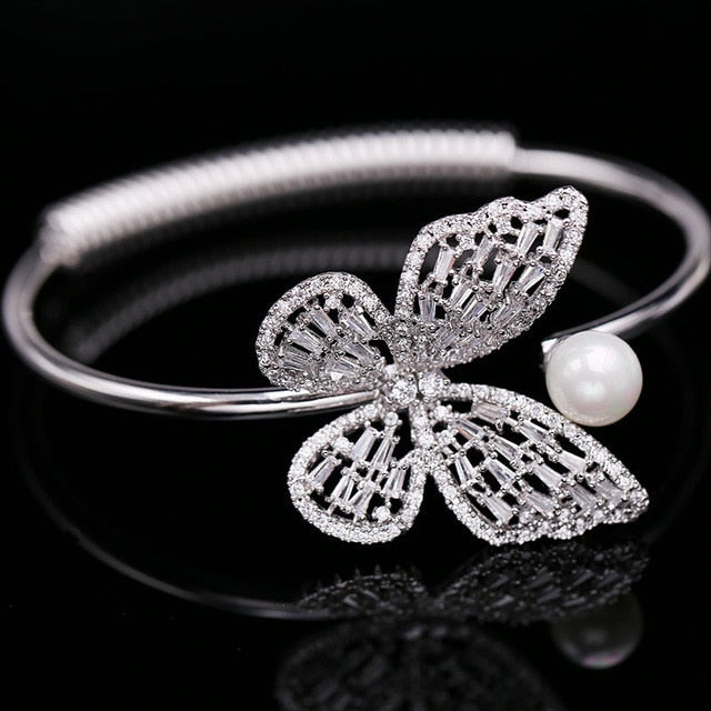 Crystal Butterfly Adjustable Bracelet & Rings
