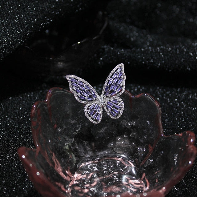 Crystal Butterfly Adjustable Bracelet & Rings