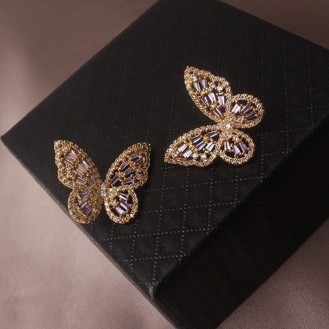 Crystal Butterfly Adjustable Bracelet & Rings