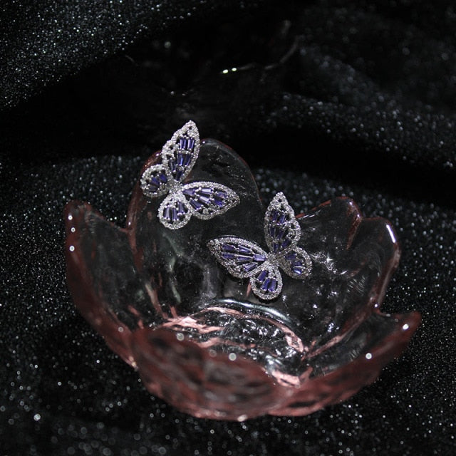 Crystal Butterfly Adjustable Bracelet & Rings