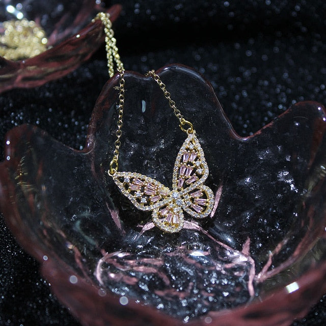 Crystal Butterfly Adjustable Bracelet & Rings