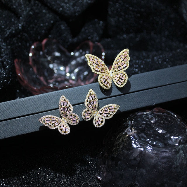 Crystal Butterfly Adjustable Bracelet & Rings