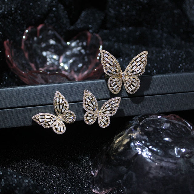 Crystal Butterfly Adjustable Bracelet & Rings