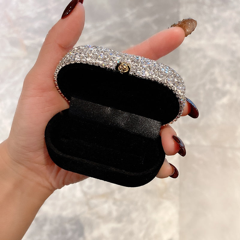 Sparkly Crystals Ring Earrings Necklace Box Holder