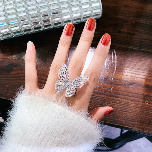 Luxury Crystal Butterfly Ring
