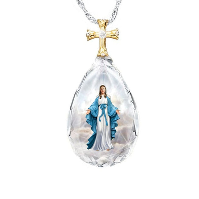 Jesus Christ Cross Teardrop Necklace