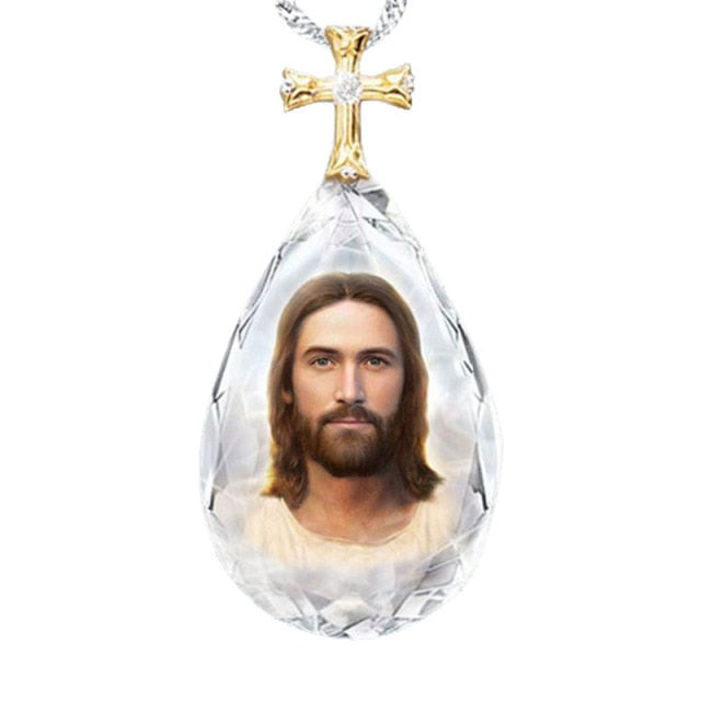Jesus Christ Cross Teardrop Necklace
