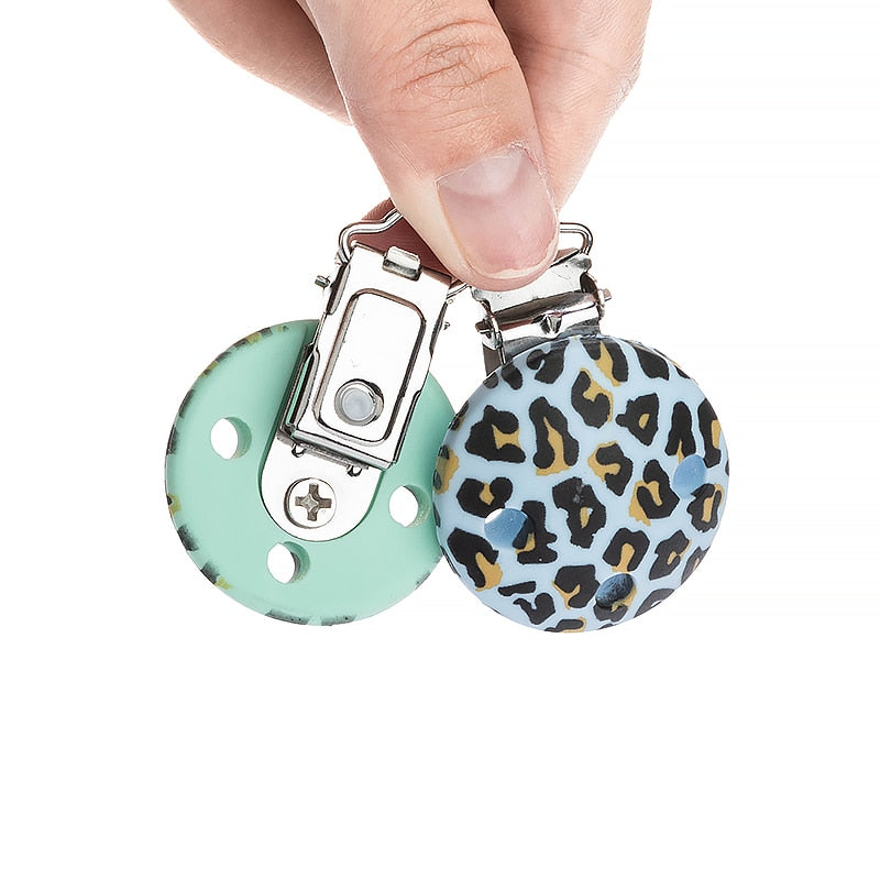Rainbow Leopard Silicone Pacifier Clips