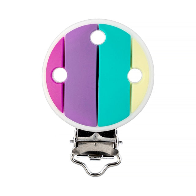 Rainbow Leopard Silicone Pacifier Clips