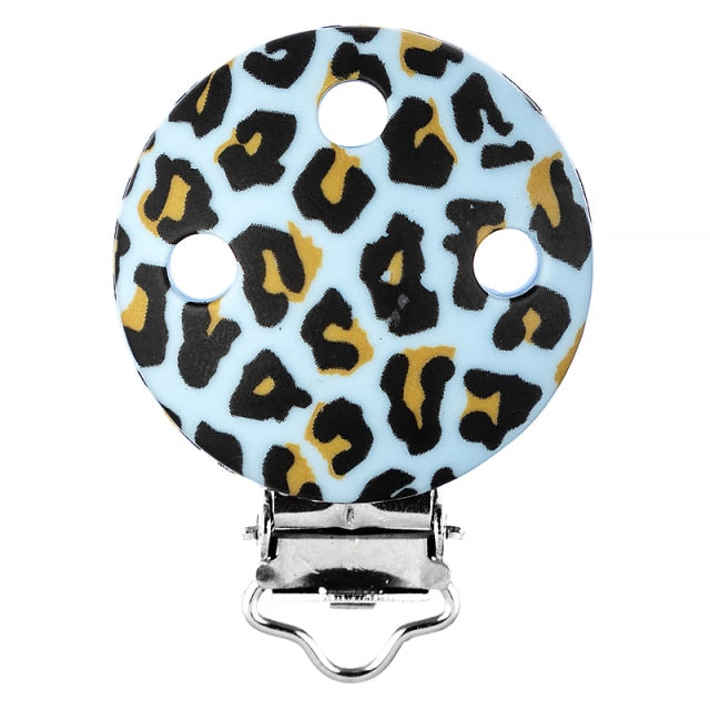 Rainbow Leopard Silicone Pacifier Clips