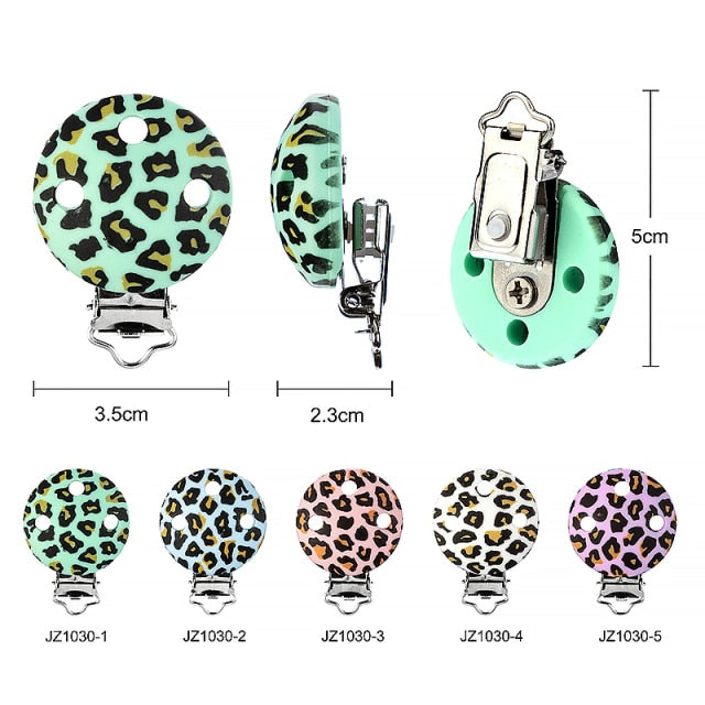 Rainbow Leopard Silicone Pacifier Clips