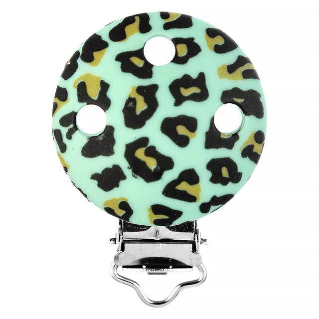 Rainbow Leopard Silicone Pacifier Clips