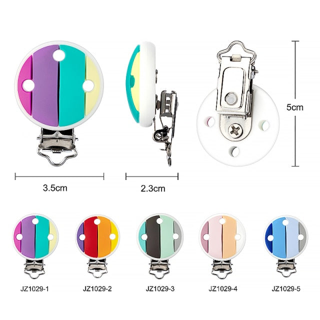 Rainbow Leopard Silicone Pacifier Clips