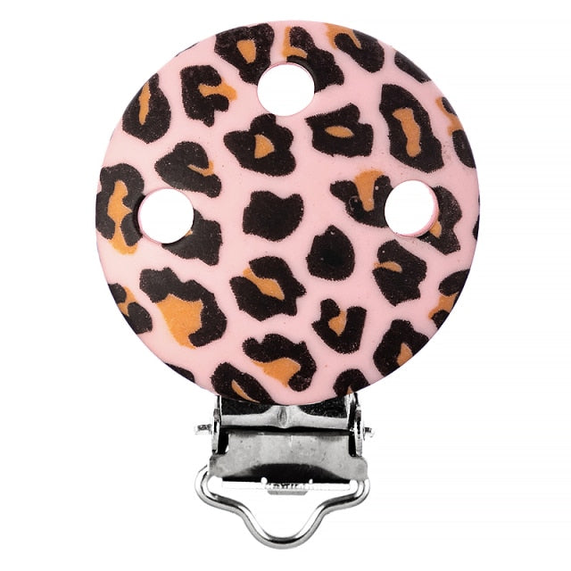 Rainbow Leopard Silicone Pacifier Clips