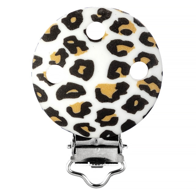 Rainbow Leopard Silicone Pacifier Clips