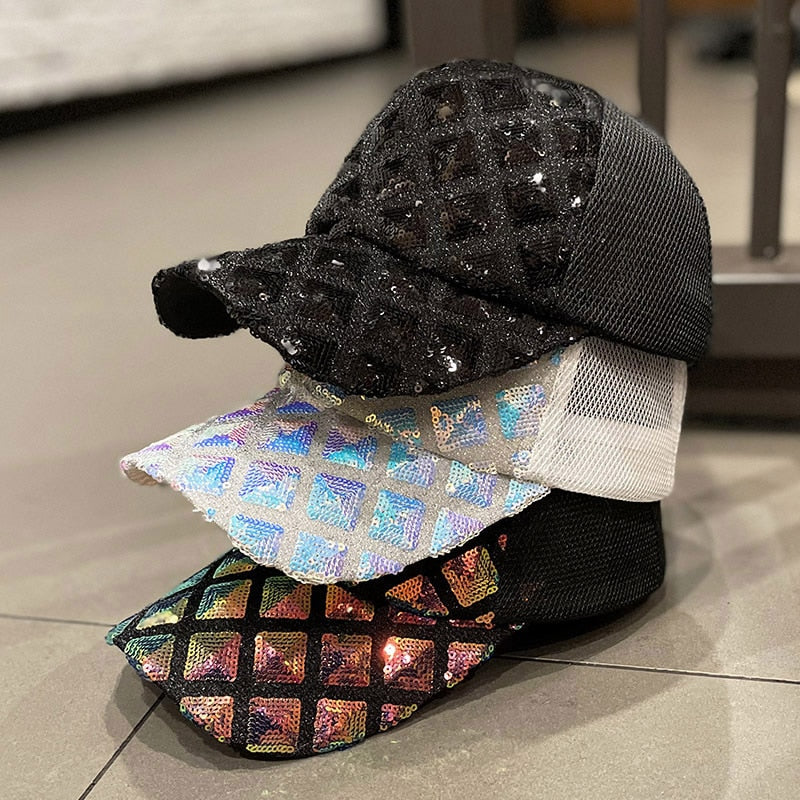 Sparkly Sequins Ponytail Hat Baseball Cap