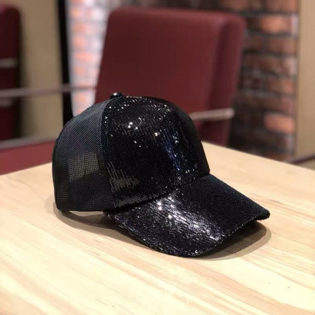 Sparkly Sequins Ponytail Hat Baseball Cap