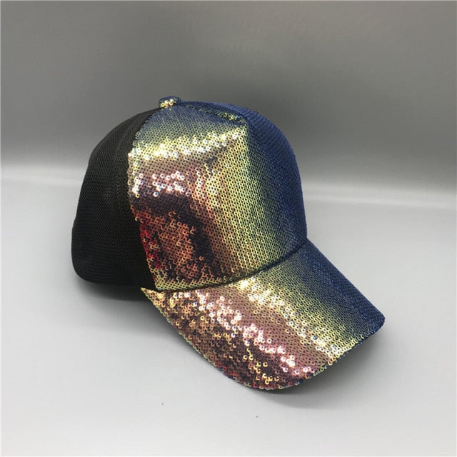 Sparkly Sequins Ponytail Hat Baseball Cap