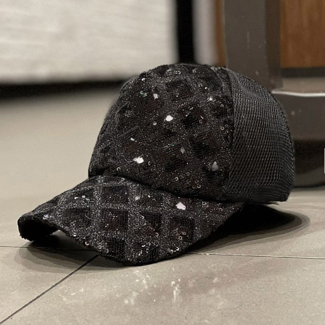 Sparkly Sequins Ponytail Hat Baseball Cap