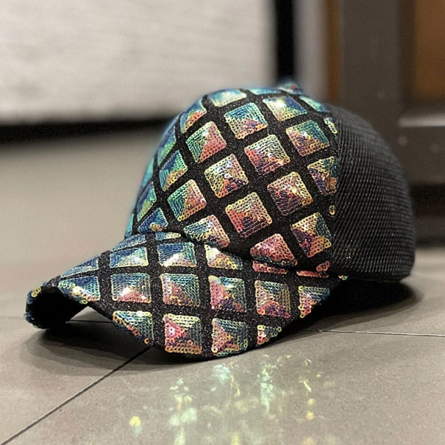 Sparkly Sequins Ponytail Hat Baseball Cap