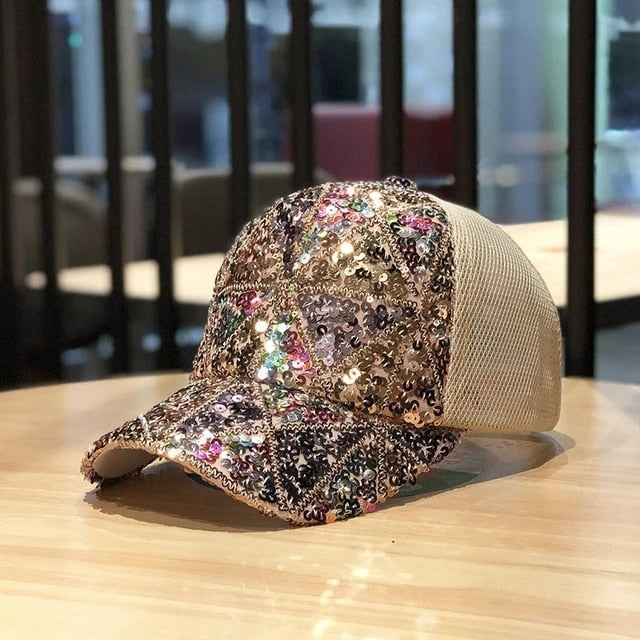 Sparkly Sequins Ponytail Hat Baseball Cap