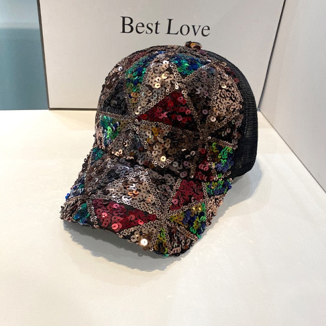 Sparkly Sequins Ponytail Hat Baseball Cap