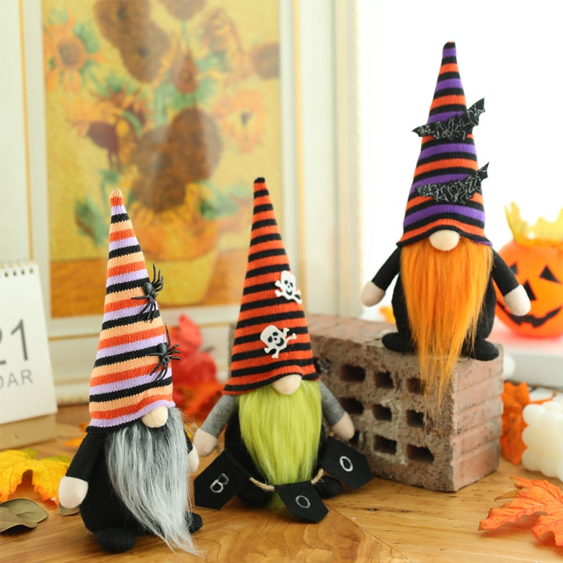 Halloween Long Legs with Broom Dwarf Doll