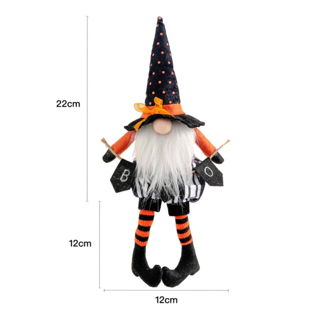 Halloween Long Legs with Broom Dwarf Doll