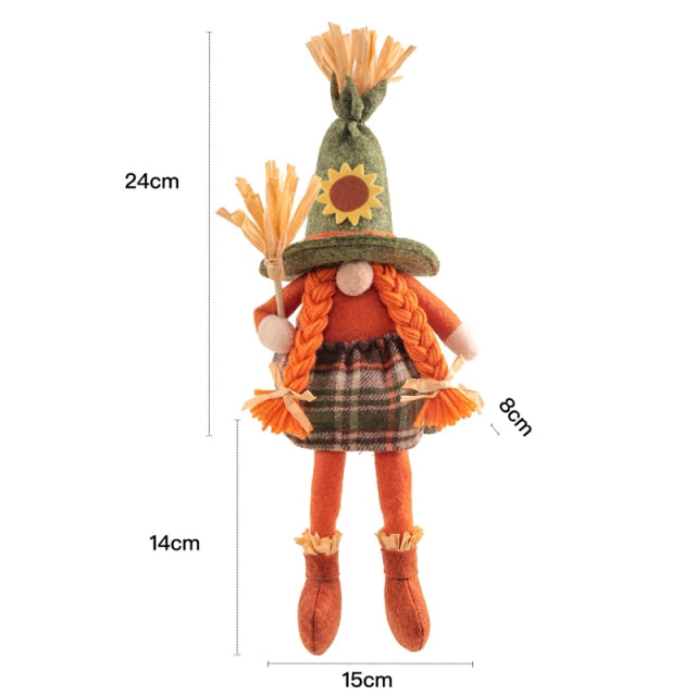 Halloween Long Legs with Broom Dwarf Doll