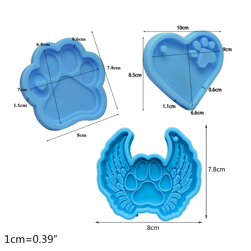 3pc Set Dog Paw Angel Keychain Mold