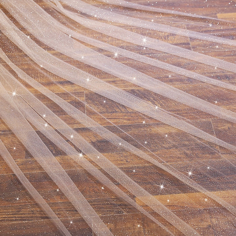 3M Black Starry Sky Glitter Cathedral Wedding Veil