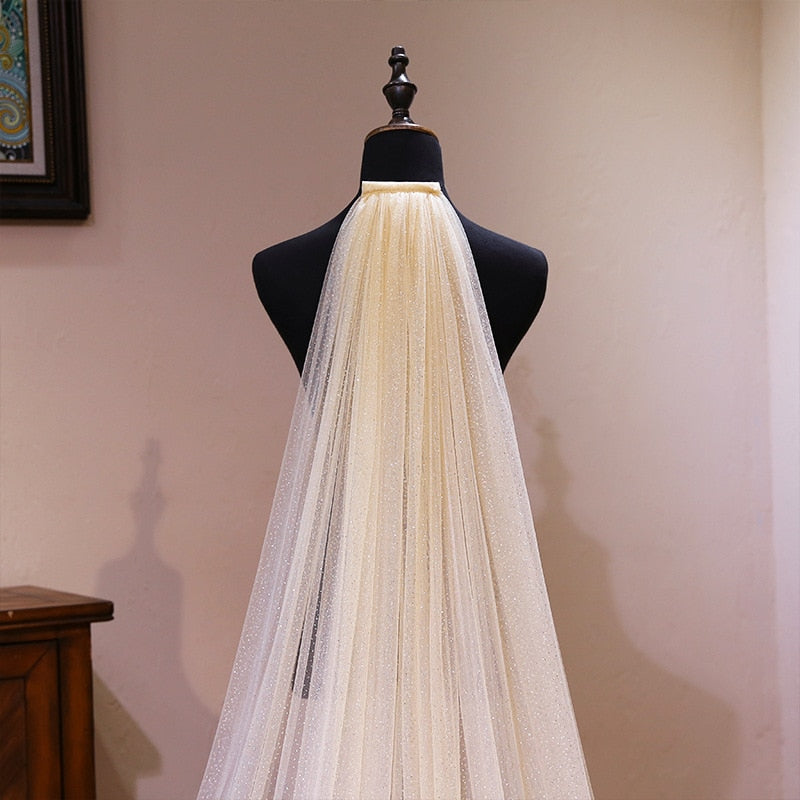 3M Black Starry Sky Glitter Cathedral Wedding Veil