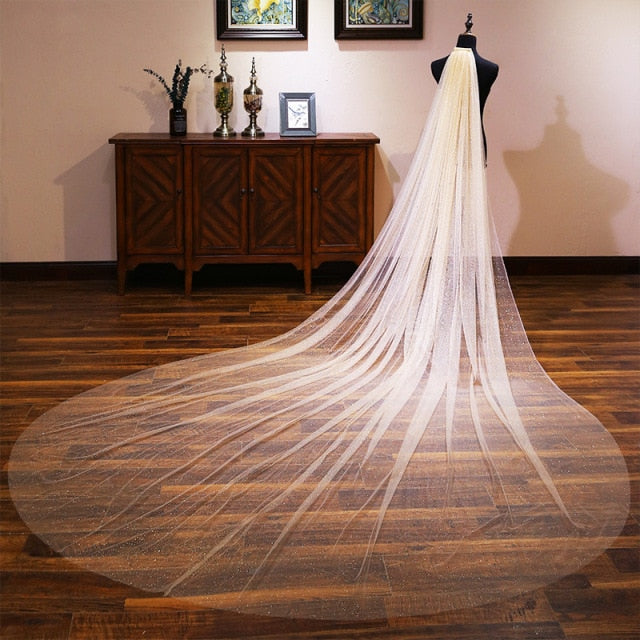 3M Black Starry Sky Glitter Cathedral Wedding Veil