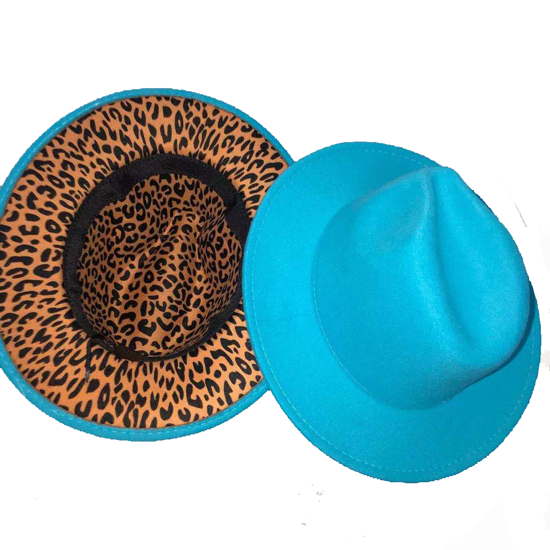 Leopard Print Bottom Fall Winter Fedora Hat