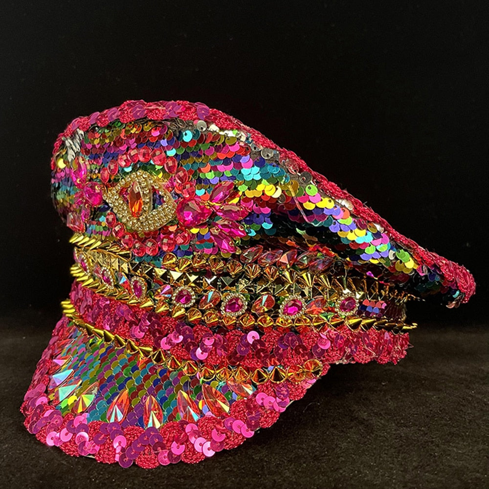 Womens Military Sequin Hat